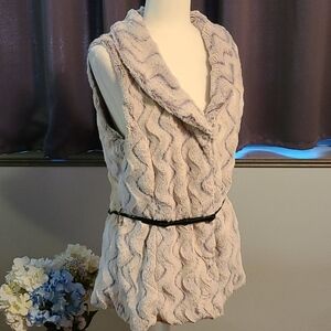 Jou Jou Faux Fur Vest With Adjustable Belt - Ladies Large